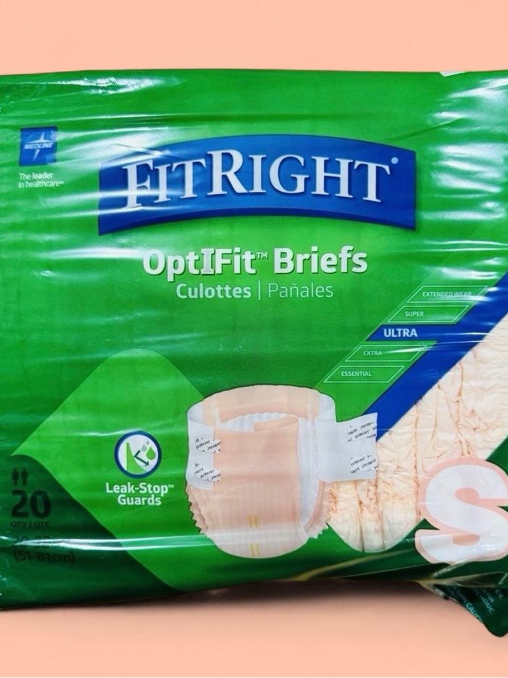 FitRight OptiFit Ultra Adult Diapers Briefs Small 20ct NEW Leak Guard